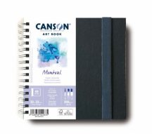   CANSON Art Book Montval könyv, spirálkötött, fekete borítóval, 300g/m2 24 lap 48 oldal 20x20 cm