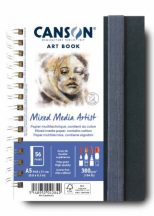CANSON Books XL MIX MEDIA Portrait könyv, spirálkötött, fekete borítóval, 300g/m2 28 ív 56 lap A5