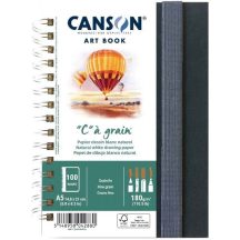 CANSON Books XL Portrait C á grain Rajzkönyv, spirálkötött, fekete borítóval, 160g/m2 60 ív A5