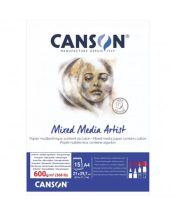 CANSON MIX MEDIA Essentia fehér enyhén szemcsés rajztömb,  600g/m2 A4