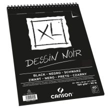 CANSON XL DESSIN NOIR, fekete fotókarton-tömb, spirálkötött, mikroperforált 150g/m2 40 ív A3