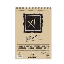 CANSON XL KRAFT, natúr barna színű rajztömb, spirálkötött, mikroperforált 90g/m2 60 ív A4