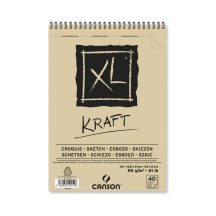 CANSON XL KRAFT, natúr barna színű rajztömb, spirálkötött, mikroperforált 90gr 40 ív A5