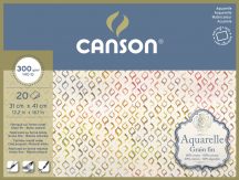 Aquarell CANSON,   akvarellpapír, pamut, 20 ív ragasztott, 300 gr, finom, 31x41 cm