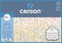   Aquarell CANSON, savmentes akvarellpapír,  100 % pamutból , tömb 20 ív 4-oldalt ragasztott, 300 gr, érdes, 25x35 cm