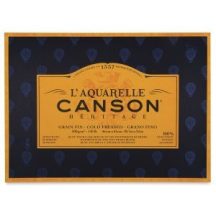   CANSON Héritage merített, savmentes akvarellpapír-tömb 640 gr, 100 % pamutból, (4 oldalt ragasztott)  12 ív, finom 26 x 36 cm
