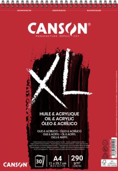 CANSON XL Olaj-Akril-tömb, vászonprégelt, spirálkötött, mikroperforált 290gr 30 ív A4
