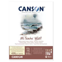   Mi-Teintes Velvet CANSON, savmentes bársonyos felületű pasztelltömb, (rövid oldalán ragasztott) 430g/m2 12 ív, krémfehér színű. 24 x 32