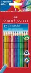 Faber-Castell GRIP 12 - akvarellceruza készlet, 12 színű, háromszög keresztmetszetű, csúszásgátló be