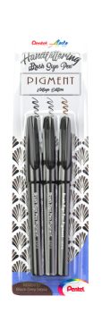 Pentel Brush Sign Pen ecsetfilc, pigmentált, 3 db-os szett - Fekete, szépia, szürke