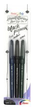   Pentel Brush Sign Pen ecsetfilc, pigmentált fekete - 3 féle heggyel - vékony, közepes, vastag