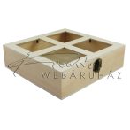   Díszíthető fa doboz, osztott fényképtartó tetővel 19,5 x 19,5 x 5 cm