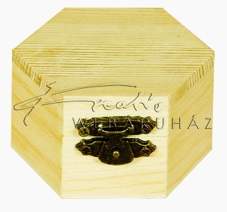Fa doboz, hatszögletű, natúr fadoboz 6x6x4cm