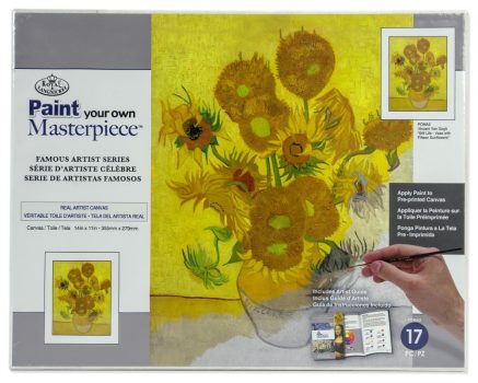 Kifestő készlet vászonra, akrilfestékkel, ecsettel,  23x31 cm - Van Gogh: Napraforgók