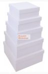   Díszíthető papírdoboz készlet, nagy és közepes négyzetes dobozok, FEHÉR, 25-23-20-18-15cm
