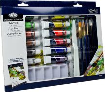 Akril festőkészlet ecsetekkel, akriltömbbel, színkeverő palettával - Royal Essential 12 x 12 ml