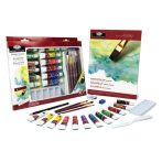 Akvarell festőkészlet ecsetekkel, akvarelltömbbel, színkeverő palettával - Royal Essential 12 x 12 m