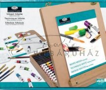 Óriás akril, olaj és akvarell művészkészlet, dobozos asztali festőállvánnyal - Royal Mixed Media 48
