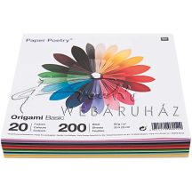   Origami papír 20x20 cm - 20 színű, 200 lapos gazdaságos készlet