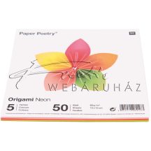   Origami papír 15x15 cm - Neon színek, 5 színű, 50 lapos készlet