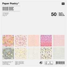   Origami papír 15x15 cm - 50 lapos készlet - Virágok, gyöngyök, anyagok, 10 féle design