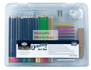 Kreatív hobby - Rajzkészlet  - Divatos áttetsző táskában - Royal kezdő ceruza készlet