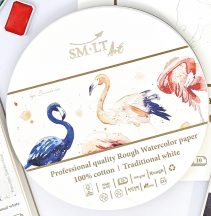   Akvarelltömb - SMLT Art Professional Watercolor 300gr, 20 lapos, 100% pamut, érdes felületű - Kör alakú, átmérő 16 cm