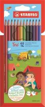   Színes ceruza készlet, háromszögletű, STABILO Trio, 12 különböző szín (TST196012)