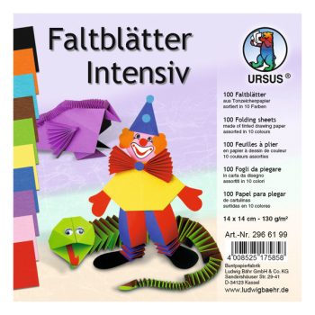 Origami papír hajtogatáshoz, intenzív színek 100 lap, mindkét oldalán nyomtatva, 14x14 cm, 