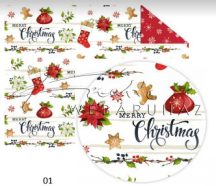   Kartonpapír - Karácsonyi díszes, mézeskalácsos karácsonyi mintás karton, 300g, 1 lap
