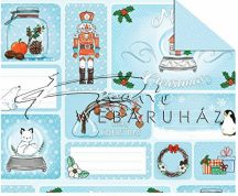 Kartonpapír - Karácsony, Diótörő és Hógömb ajándékkísérő kártya - mintás Karton, 300g, 1 lap