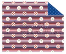 Kartonpapír - "Tengerész" piros-kék csíkos mintás karton 29,5x20cm, 1 lap