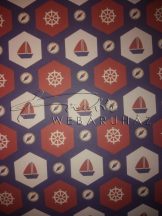 Kartonpapír - Tengerész piros-kék Vitorláshajó mozaik mintás karton 29,5x20cm, 1 lap
