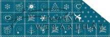   Kartonpapír - Vidéki Karácsony kék mintás karton jávorszarvasos, angyalkás hímzésminta