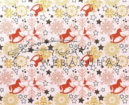 Kartonpapír - Karácsonyi varázslat téglavörös-narancs Hintalovak hópelyhekkel sormintás