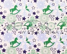 Kartonpapír - Karácsonyi varázslat zöld Hintalovak kék hópelyhekkel sormintás karton