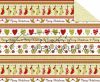 Kartonpapír - "Karácsonyi tradíciók" Piros, zöld szív, téli zokni,  sormintás 29,5x20cm