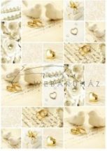   Kartonpapír csomag - Esküvői krém és arany mintás fehér karton arany fóliázással, A4 - 25 lap