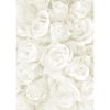 Kartonpapír - Esküvői Starlight karton, Nagy fehér és ezüst rózsa mintás design karton, A4 - 25 lap