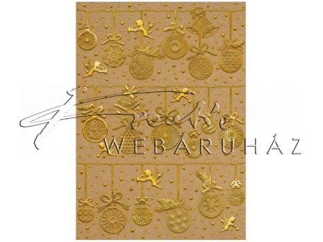 Kartonpapír - Karácsonyi díszek, mintás arany színnel dombornyomott karton, 250gr, A4 - 1 lap