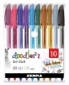 Zebra Doodler'z Zselés toll Készlet - 0,5mm Glitter Set - 10 db