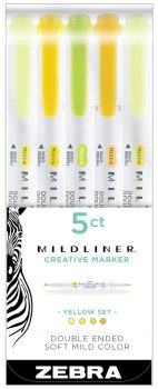 Zebra Mildliner Szövegkiemelő Szett - Sárga - 5 db-os készlet