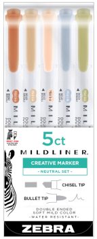 Zebra Mildliner Szövegkiemelő Szett - Neutral - 5 db-os készlet