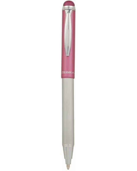 Golyóstoll, 0,24 mm, teleszkópos, rozsdamentes acél, pink tolltest, ZEBRA "Telescopic Metal Stylus", kék