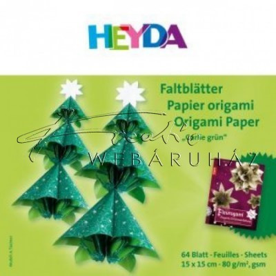Origami papír - Curlie Zöld - fenyőzöld hajtogató készlet 15x15 cm