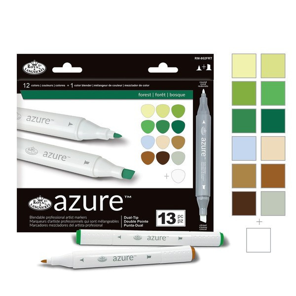 Filctoll készlet, AZURE Premium Marker, 12+1 db-os - Földszínek